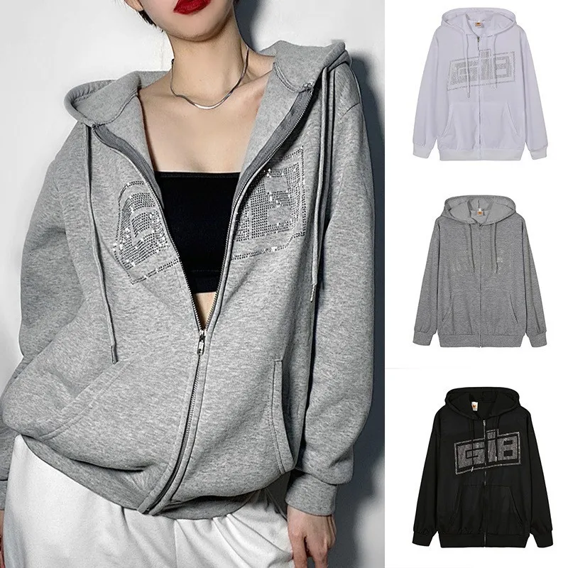 

Hot Drill Zipper Coat Cardigan Autumn/Winter 2022 New Women's Casual Hoodie Loose Fleece Sports Sweater
