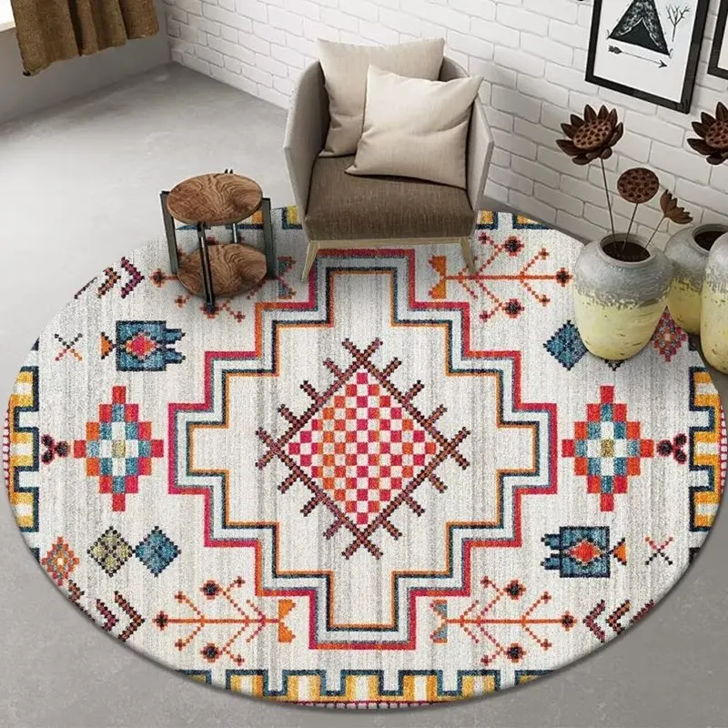 Круглый ретро ковер в американском стиле для гостиной обеденного стола спальни