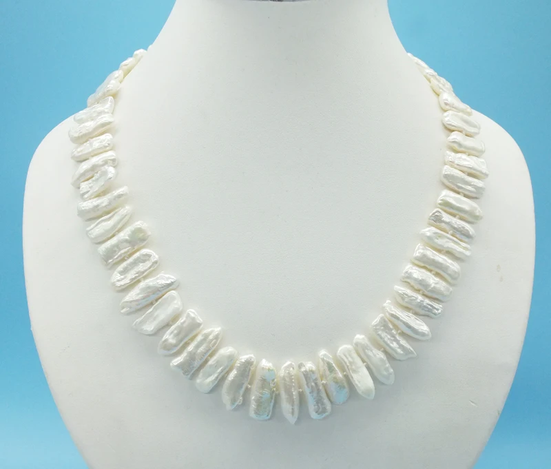 

Luxury Bridal Wedding Pearl Jewelry Biwa Charm freshwater pearl necklace 18"
