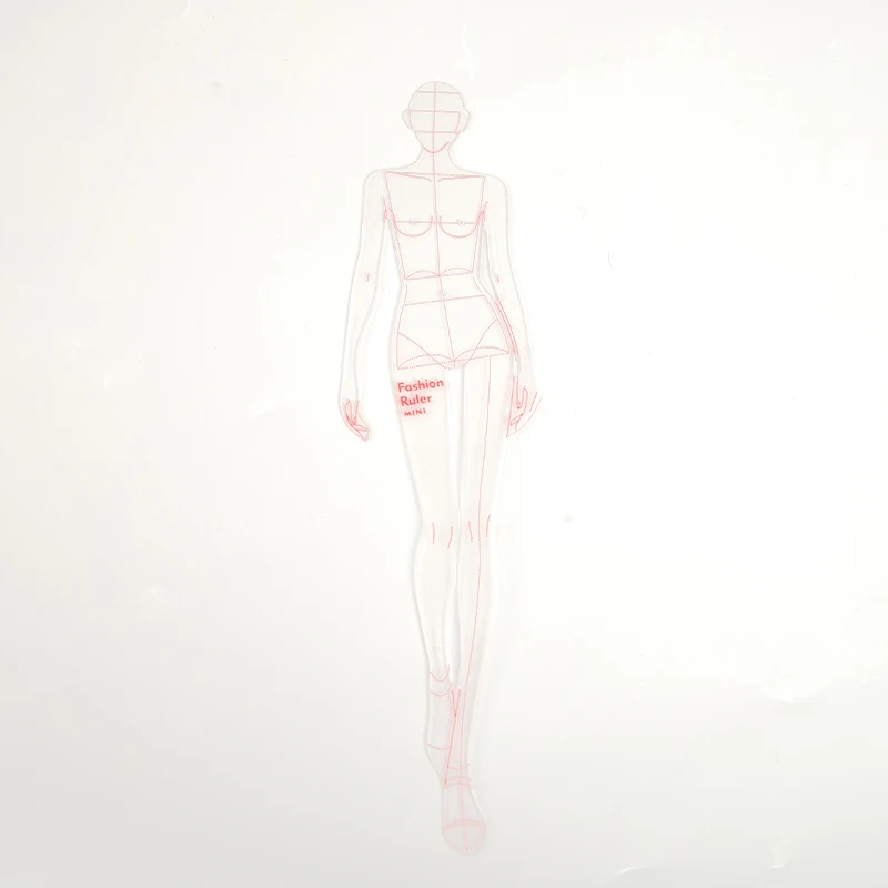 Женский модный шаблон с изображением линейки для иллюстрации скетчинга