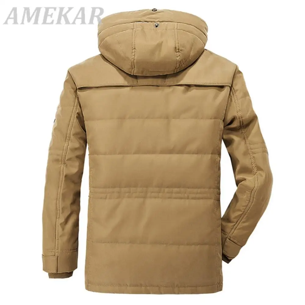 2022 Winter Men's Casual Jacket New Parkas Fashion Male Fur Trench Thick Overcoat Heated Jackets Cotton Warm Coats Long Sleeved