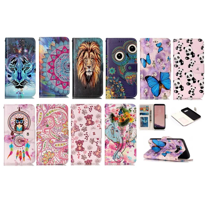 3D Wallet Phone Cases For Samsung Galaxy S8 plus S6 S7 Edge S22 S21 S20 Plus ultra Flip Leather Case Cover With Card Holder |