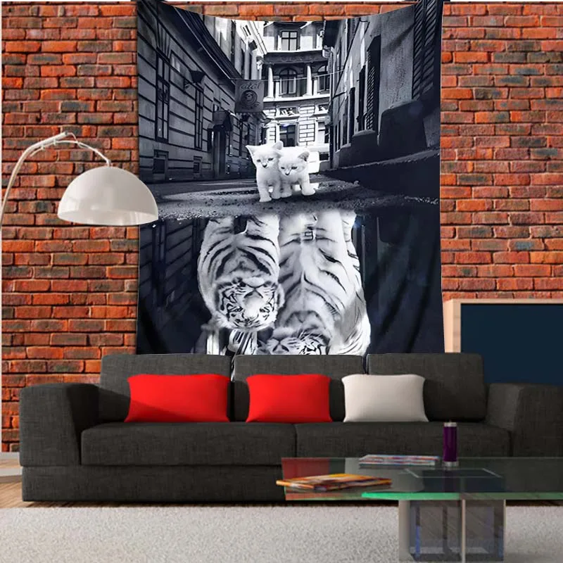 Fantasy Cat Tapestry Pet Dog Tiger Wolf Wall Hanging for Living Room Art Bedroom Dorm Dropshipping |