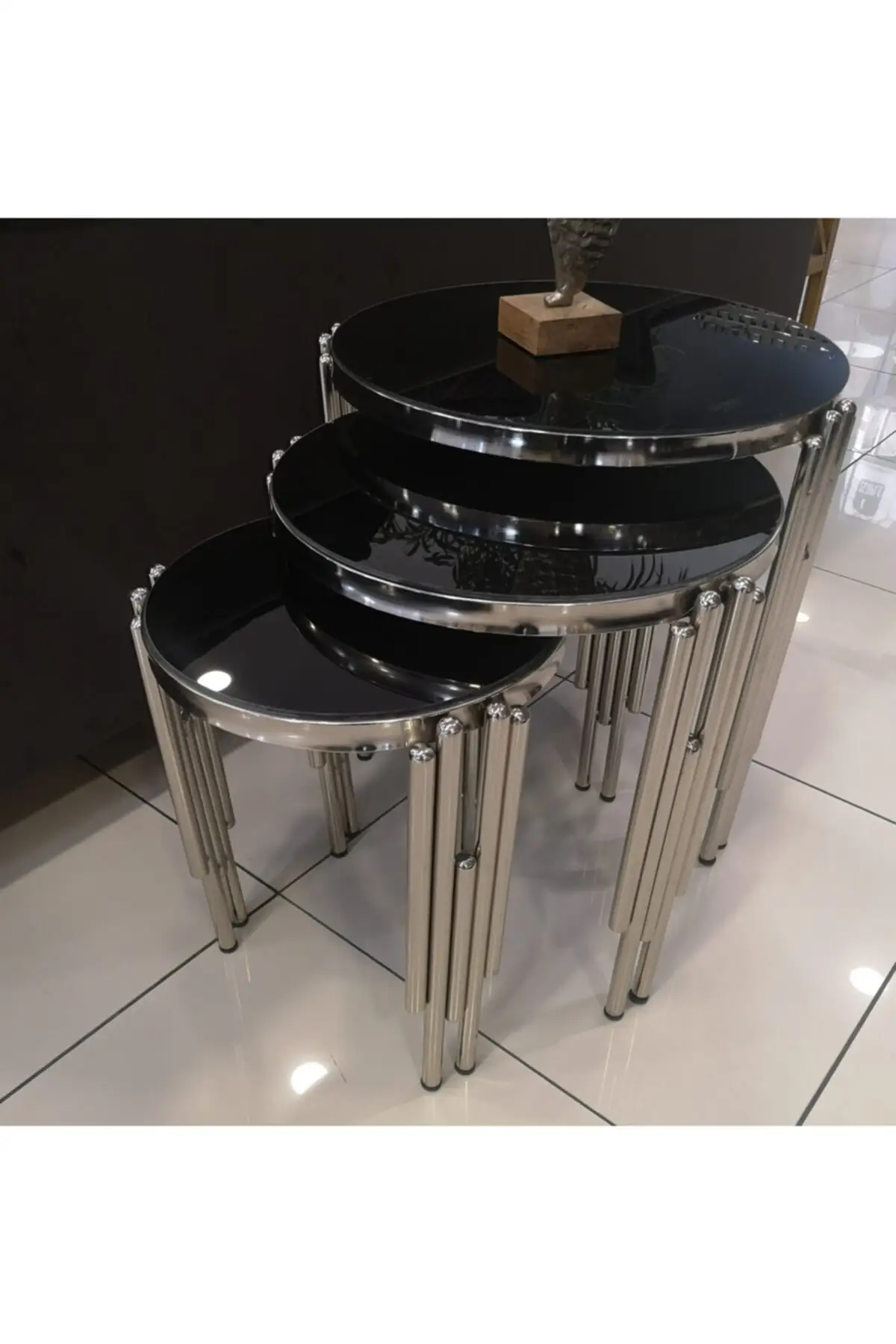 

Modern Piano 3 Pcs Zigon coffee table Kit Silver Color coffee tables table basse furniture living room table