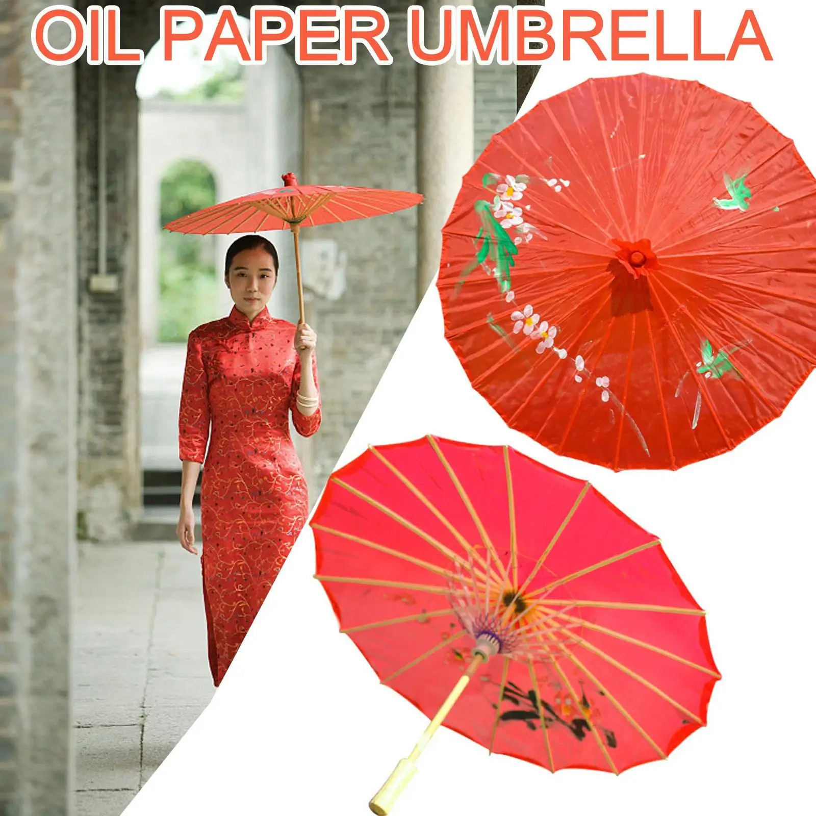 

56cm Chinese Traditional Silk Oil Paper Umbrella Female Dancing Props Parasol Props Photography Lightweight Shoot Prop Decoratio
