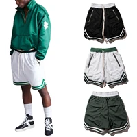 men basketball shorts summer lace up pants sports casual run loose comfortable movement wear side back zipper pocket bottoms