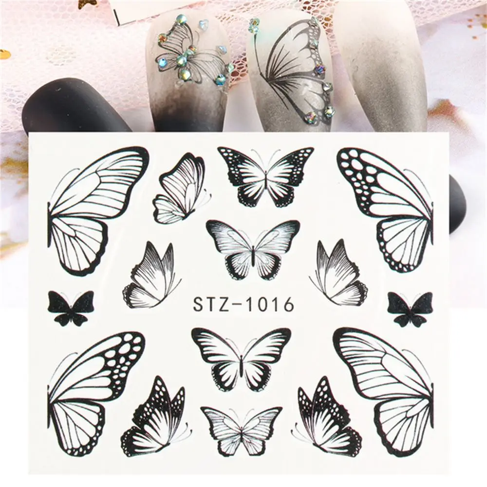 

Hot Sale 1PC DIY Blue/Black Butterfly Self-Adhesive Nail Stickers Water Decals Transfers Butterfly Nail Art Decor Accessory