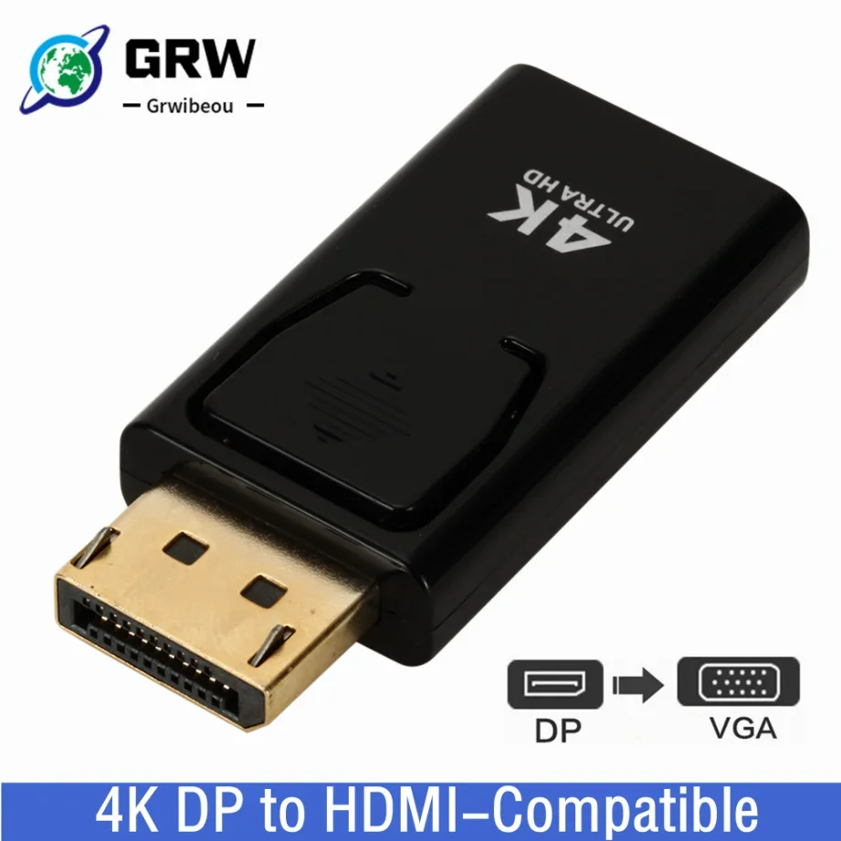 

Grwibeou 4K DisplayPort to HDMI-compatible Adapter Cable 1080P DP to HDMI-compatible Video Audio Converter For PC TV Laptop