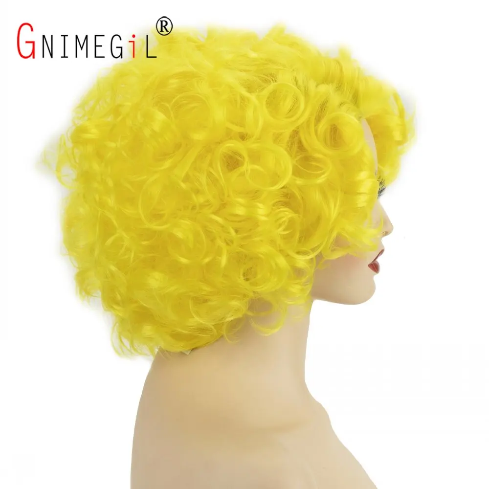 Желтый парик GNIMEGIL косплей синтетический Короткие вьющиеся волосы для женщин
