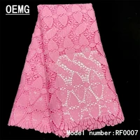 oemg printing water soluble guipure french lace fabric 2022 high quality pink hollow out cord african lace fabric dress rf0007