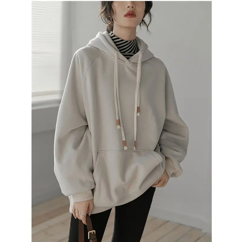 

Женский свитер с круглым вырезом, элегантный однотонный пуловер с длинным рукавом и капюшоном, модель T238 на весну и осень, 2023