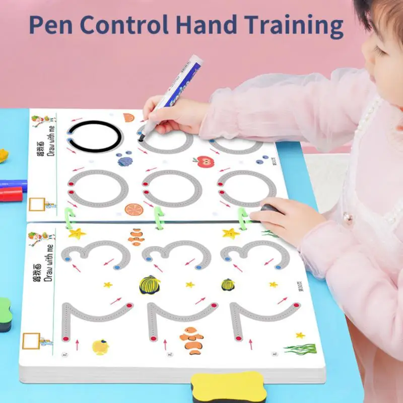 

Children's Pen Control Training Copybook Baby's Concentration Drawing Drawing Red Book Coloring Picture Educational Toys Books