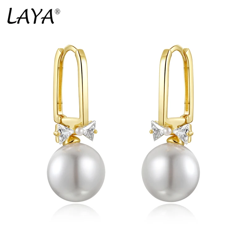 

LAYA 100% 925 Sterling Silver Sparkling Zircon Shell Pearl Drop Earrings For Women Wedding Luxury Fine Jewelry 2022 Trend