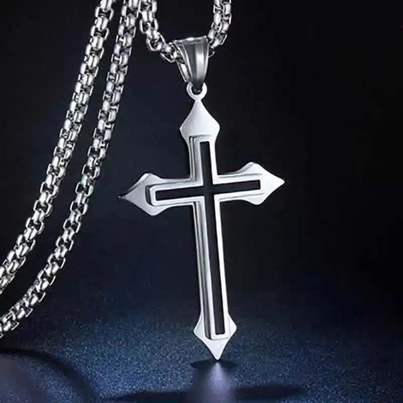 

Cross Necklace with Chain for Men and Women Fashion Knight Style 27inch Long Necklace Jewel Christmas Gift