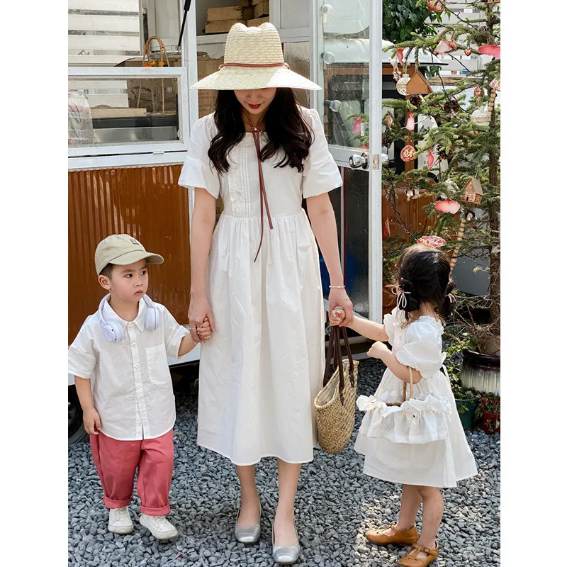 

Family Clothes Mother Father And Children Clothing Mom And Daughter Equal Dress Dad And Son Matching Shirts 2023 Women Dresses