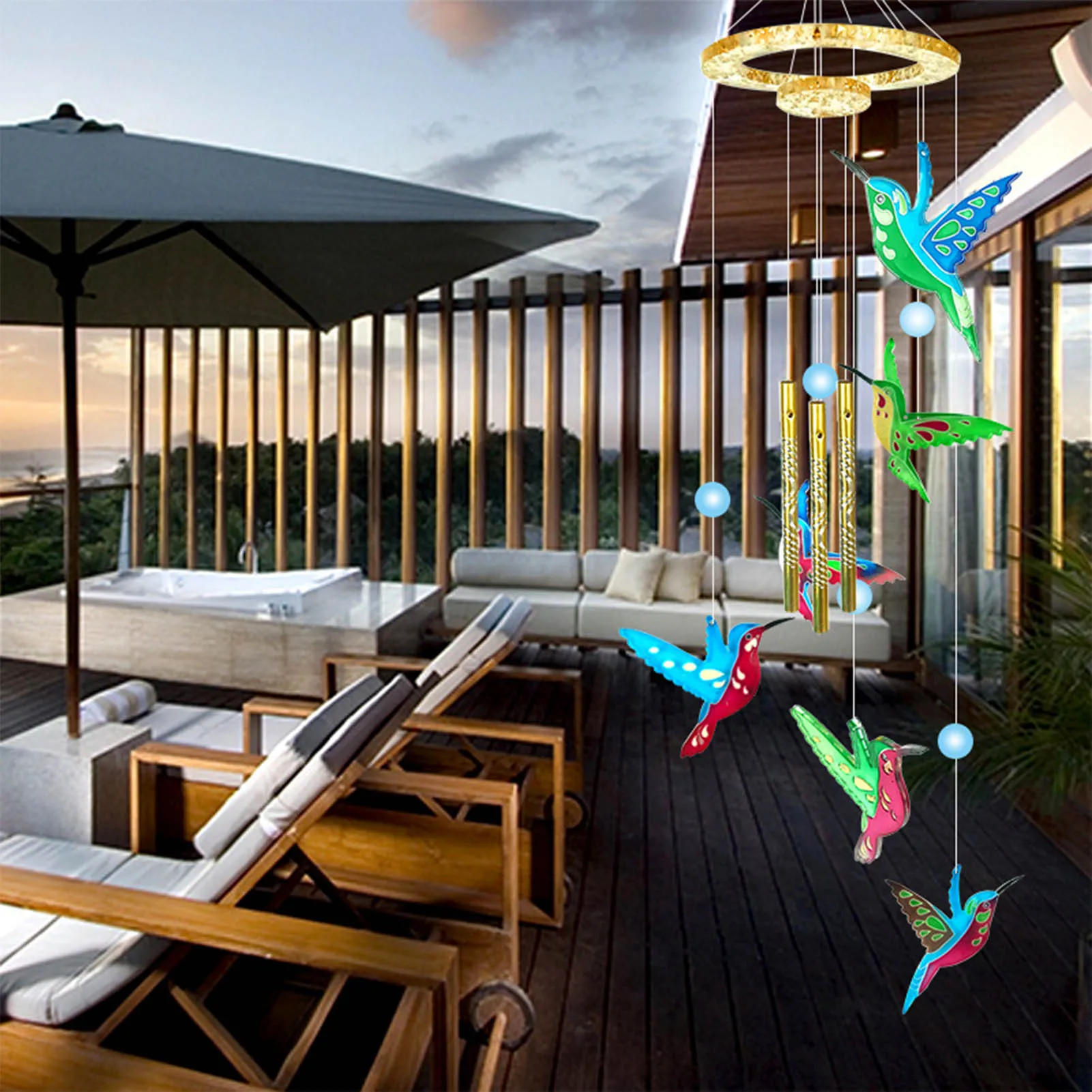 Мягкая прочная подвеска-колокольчик с колибри из силикона и смолы | Аксессуары