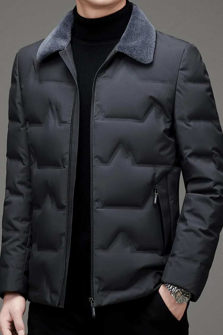 Winter New High End Fur Collar Down Jacket Men Fashion Thick Warm White Eiderdown Coat Business Casual Down Jacket Men's Clothes