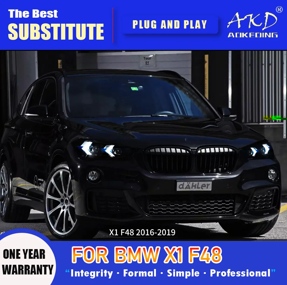 Фара AKD для BMW X1 F48 Светодиодная фара 2016-2019 DRL Указатель поворота Дальнего света