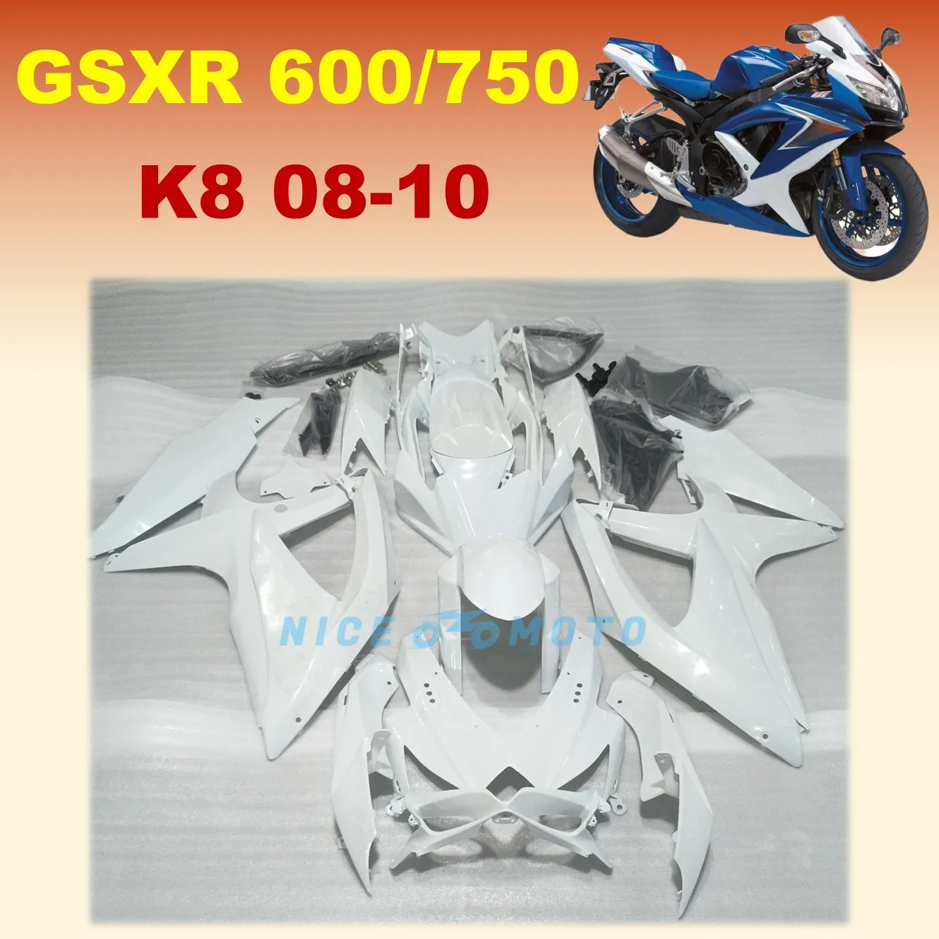 Новый комплект обтекателей для мотоцикла ABS Suzuki GSXR600 GSXR750 08 09 10 K8 GSXR 600 750 2008 2009 2010