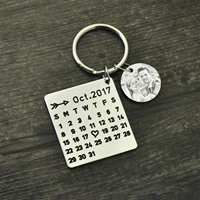 custom calendar keychain personalized calendar keyring save the date key chain birthday gift anniversary gift for couple