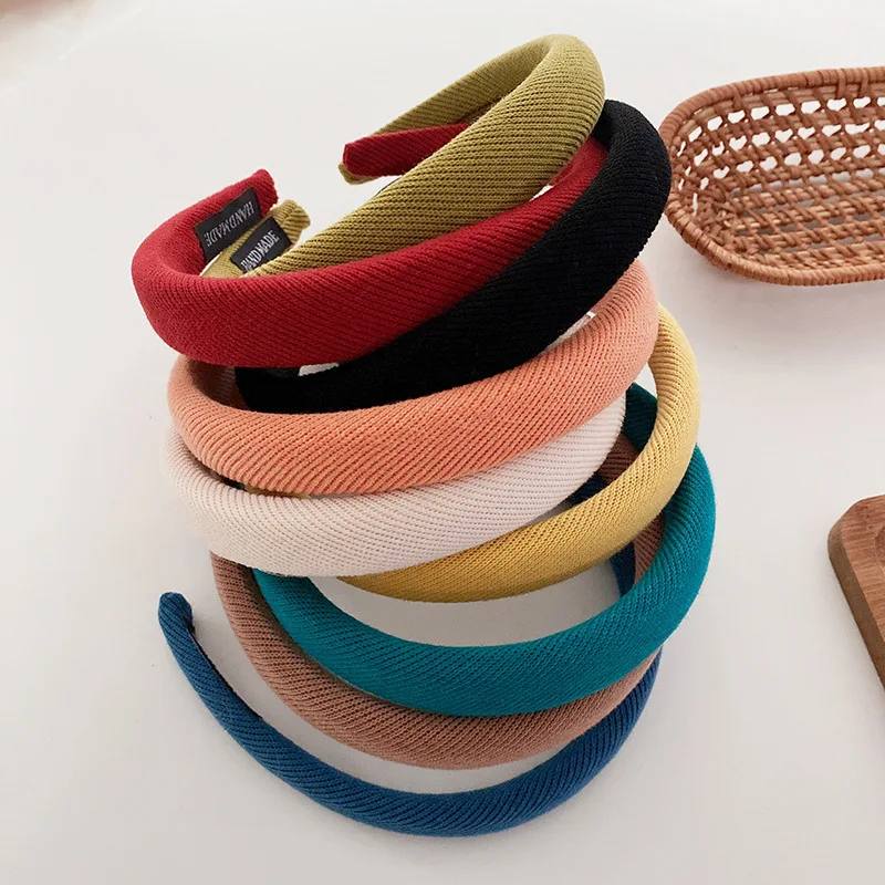 

New Solid Color All-match Sweet Spring Japanese and Korean Wrap Girl Heart Headband Headband Out Headwear Hair Accessories