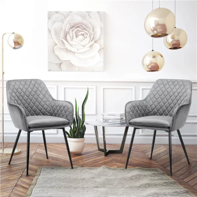 

SMILE MART Modern Upholstered Fabric Dining Chair Midback, Set of 2, Graylounge chair chairs living room