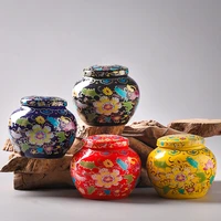creative color tea pot ceramic round candy nuts medicinal herbs coffee beans storage tank bottle kitchen food storage container