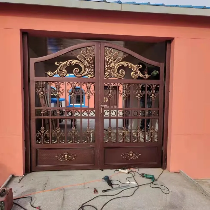 

Outdoor Villa Double Doors Aluminum Home Use Countryard Stainless Ornamental Security Wrought Iron Gates Driveway