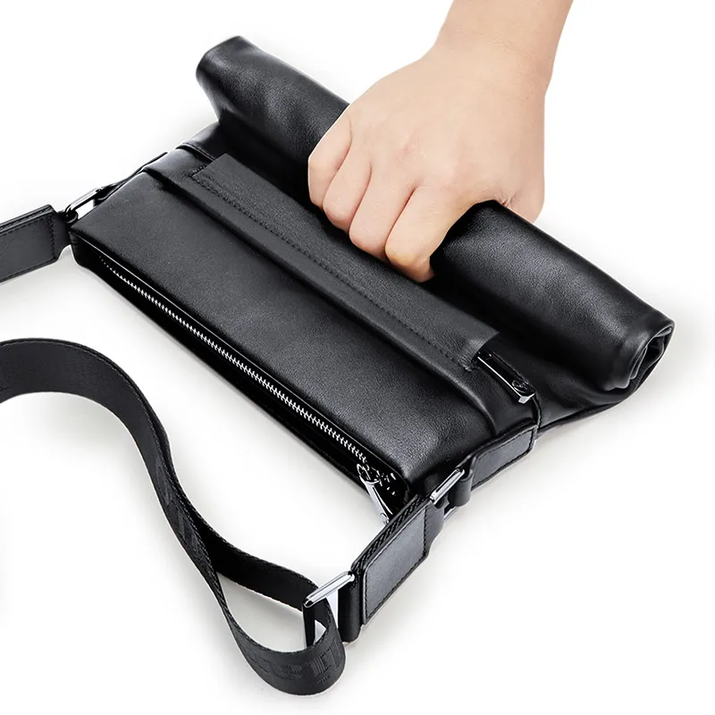 Genuine leather casual shoulder bag, trendy men's backpack, personalized small bag