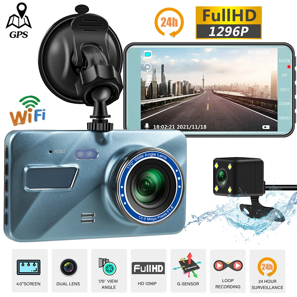 

Car DVR WiFi 4.0 Full HD 1080P Dash Cam Rear View Car Camera Video Recorder Night Vision Black Box Dashcam Auto DVRs GPS Tracker