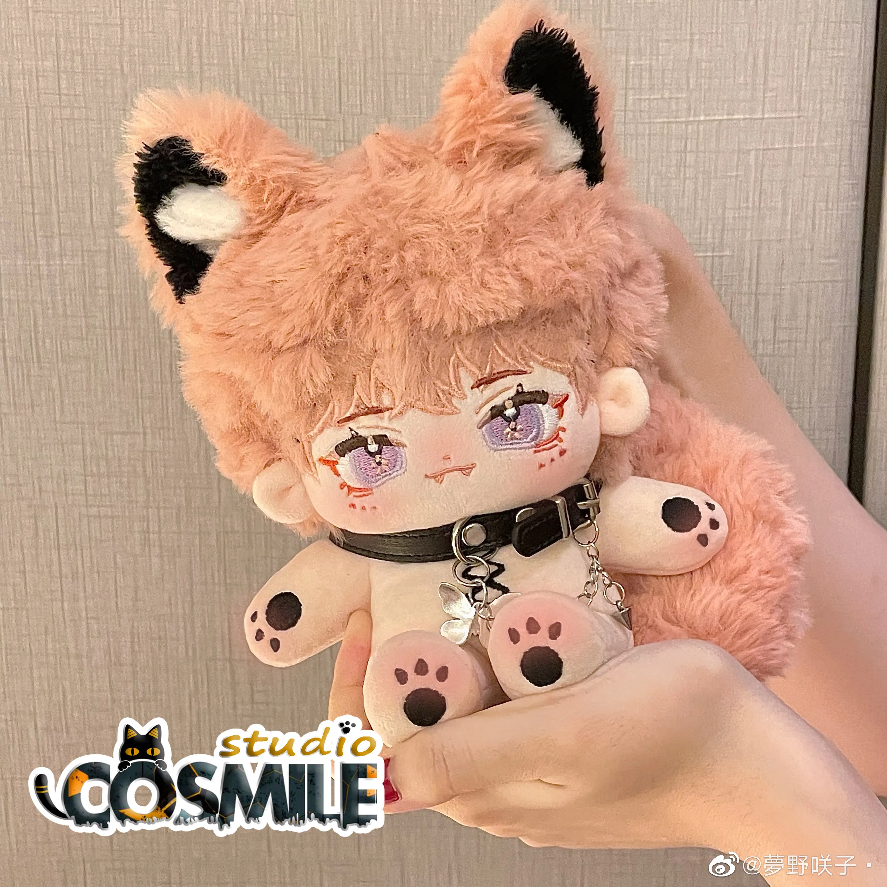 

No attributes Pink Fox Monster Unique Stuffed Plushie 20cm Plush Doll Body Skeleton Toy Limited MJ Sa