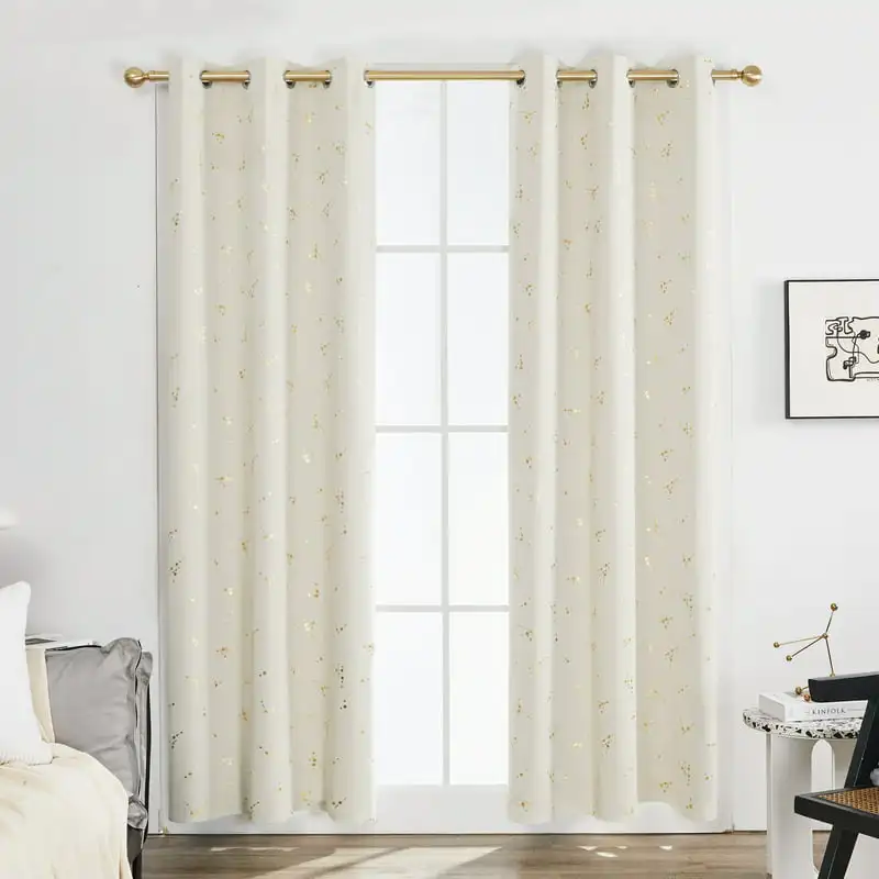 

Blackout Curtains, Constellation Pattern Foil Printed Curtains, Grommet Light Blocking Window Drapes for Bedroom, (42 x 95 Inch,