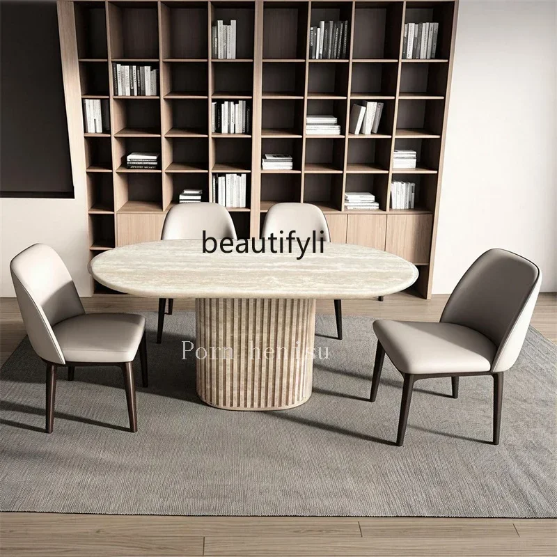 Скандинавский натуральный травертин прямоугольный обеденный стол дизайнерский