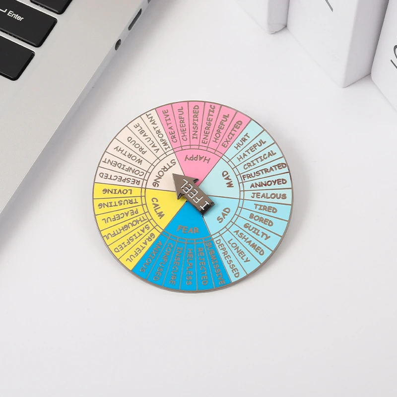 

Turntable Game Brooch Funny Multicolor Round Brooch Health Healing Emotional Probability Brooch Alloy Jewelry Big Brooch Pins