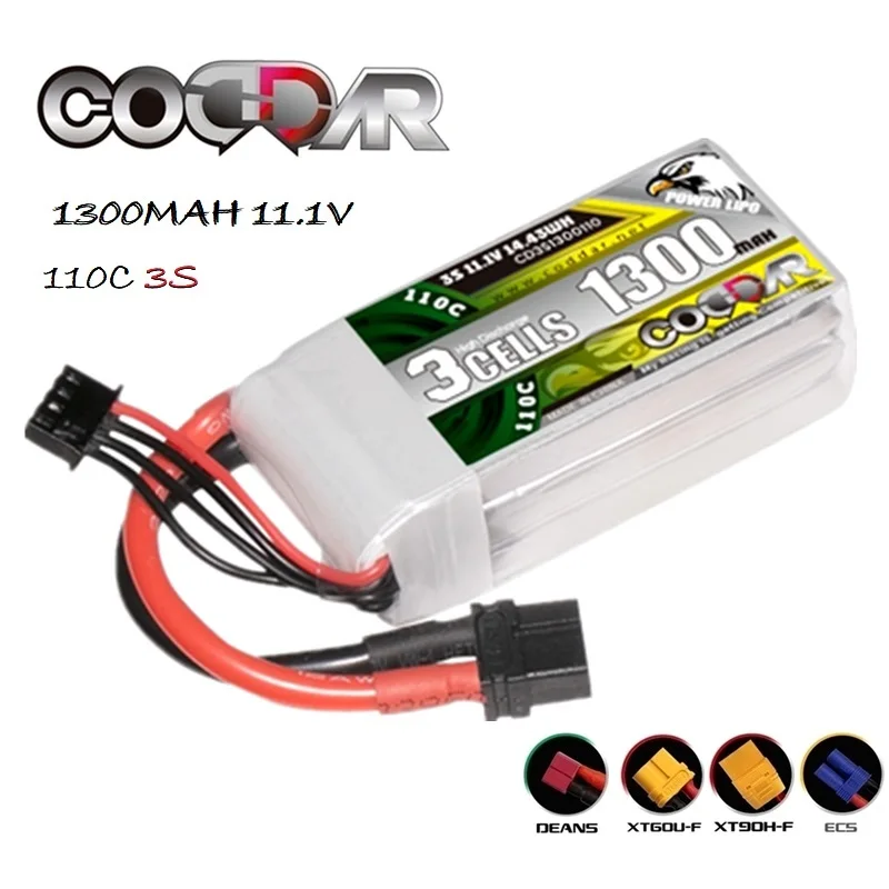 

CODDAR 3S 11.1V 1300mAh Lipo Battery With XT60 Plug For Helicopter Quadcopter FPV Racing Drone RC Racer 110C High Rate Battery