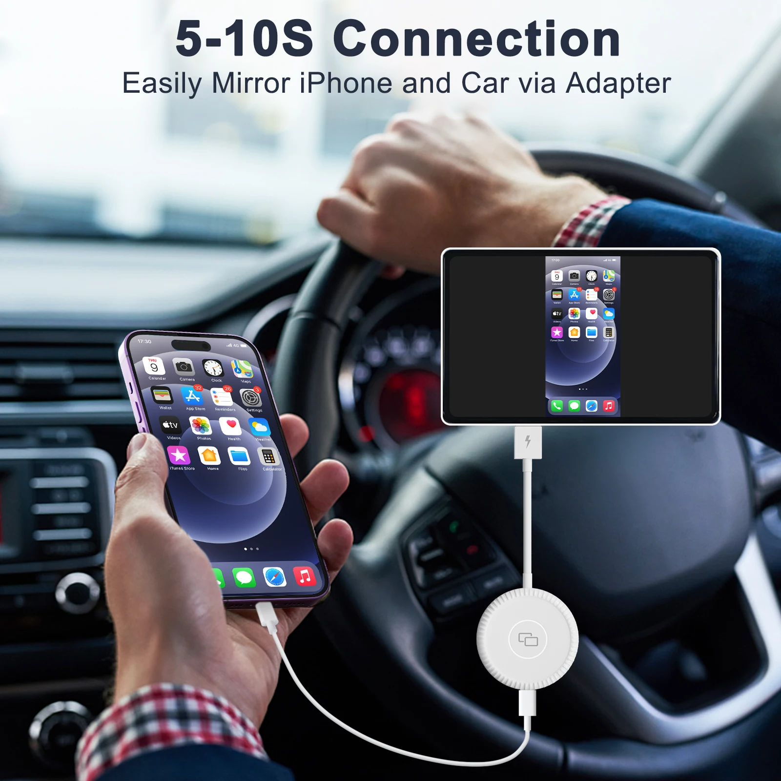 Iphone Carplay to Car Mirror Adapter Wired Carplay Mirrorring Dongle Carplay Adater for Factory Wired Carplay Converter