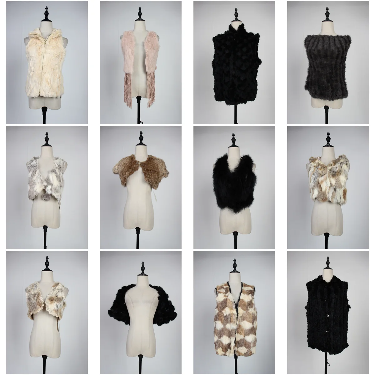 Tm420 Vintage Japan fashion Autumn and Winter Sweet Sle Girl Short Cute Rabbit fur Leather Grass Vest