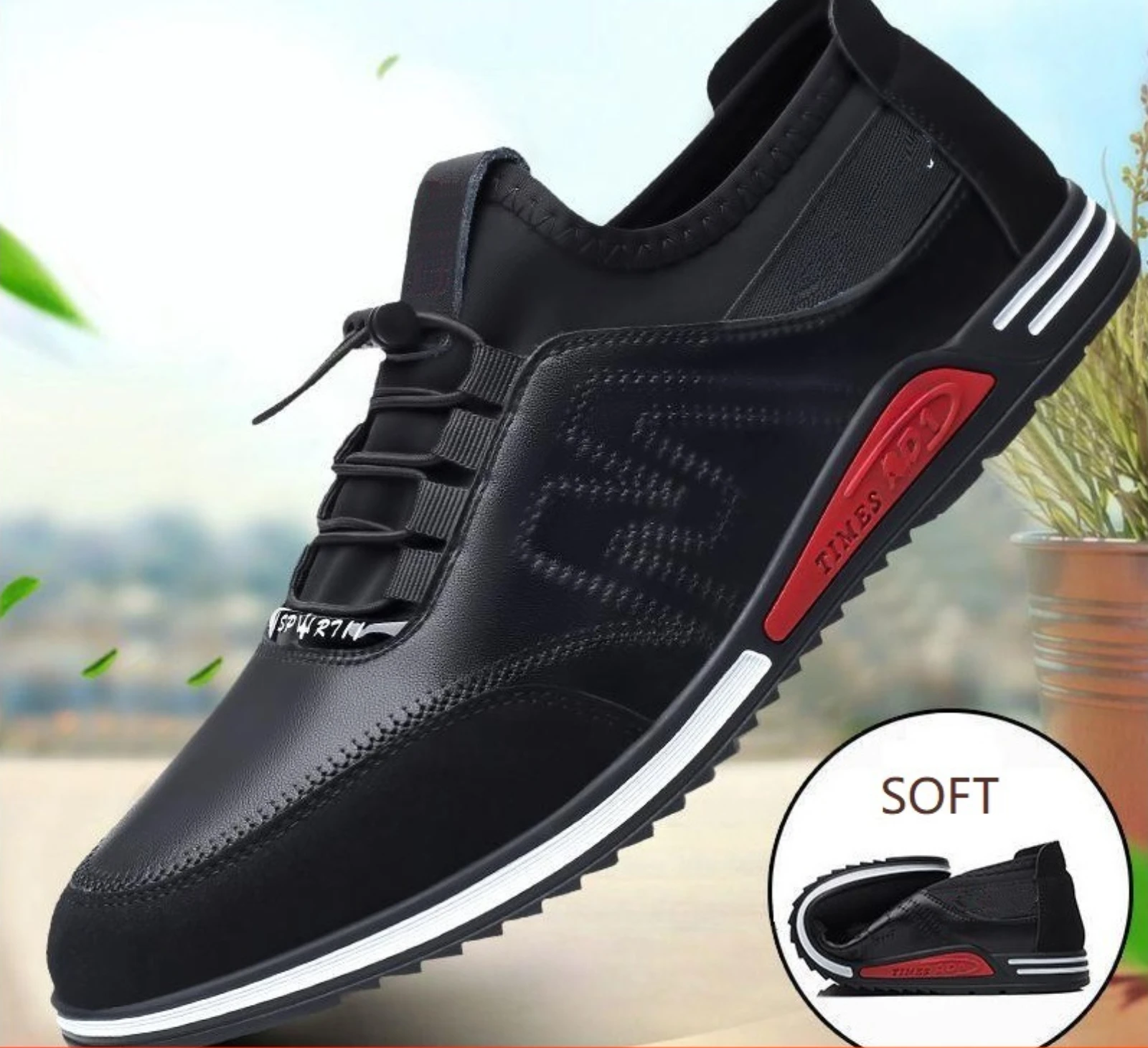 

Кроссовки мужские кожаные с увеличенным каблуком 6 см, модная удобная повседневная обувь, офисные деловые уличные спортивные сникерсы