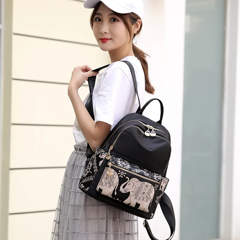 

Ethnic print women's bag lightweight waterproof nylon schoolbag women's travel backpack large capacity mini small bag mochila