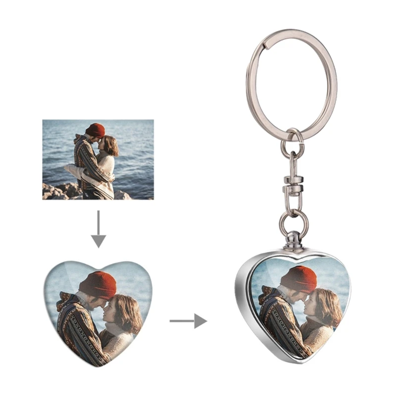 

Creative Heart-shaped Keychain Small Heat Transfer Keychain Backpack Charm X3UD