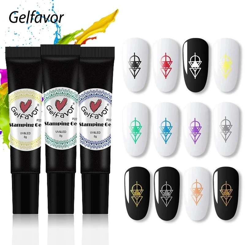 

Гель-лак Gelfavor для стемпинга ногтей требуется штамп пластина Полуперманентная УФ-светодиодная лампа маникюрный Гель-лак для стемпинга ногт...