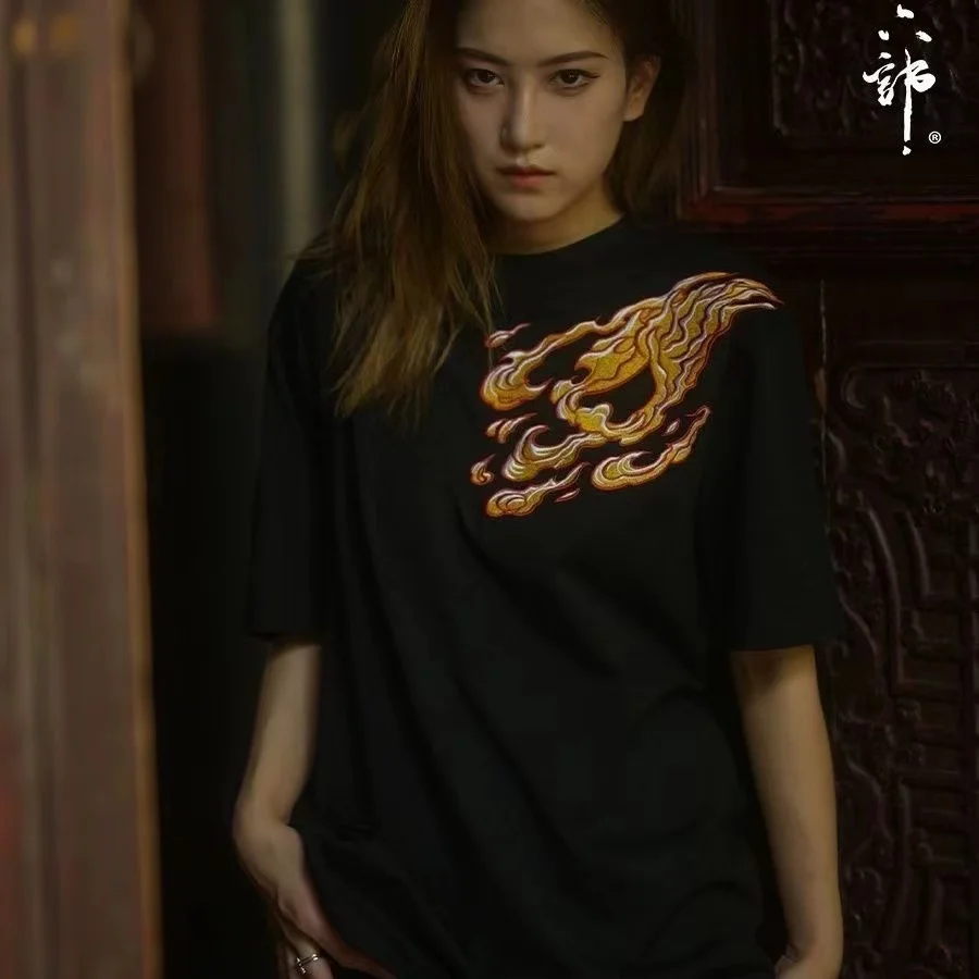 Лето 2024 футболка с принтом дракона и татуировки для тяжелой промышленности