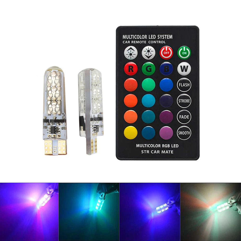 

Car Led RGB T10 391 6SMD Festoon Dome Cars Door Lights Automobile Remote Controller Colorful Reading Lamps Roof Atmosphere Bulbs