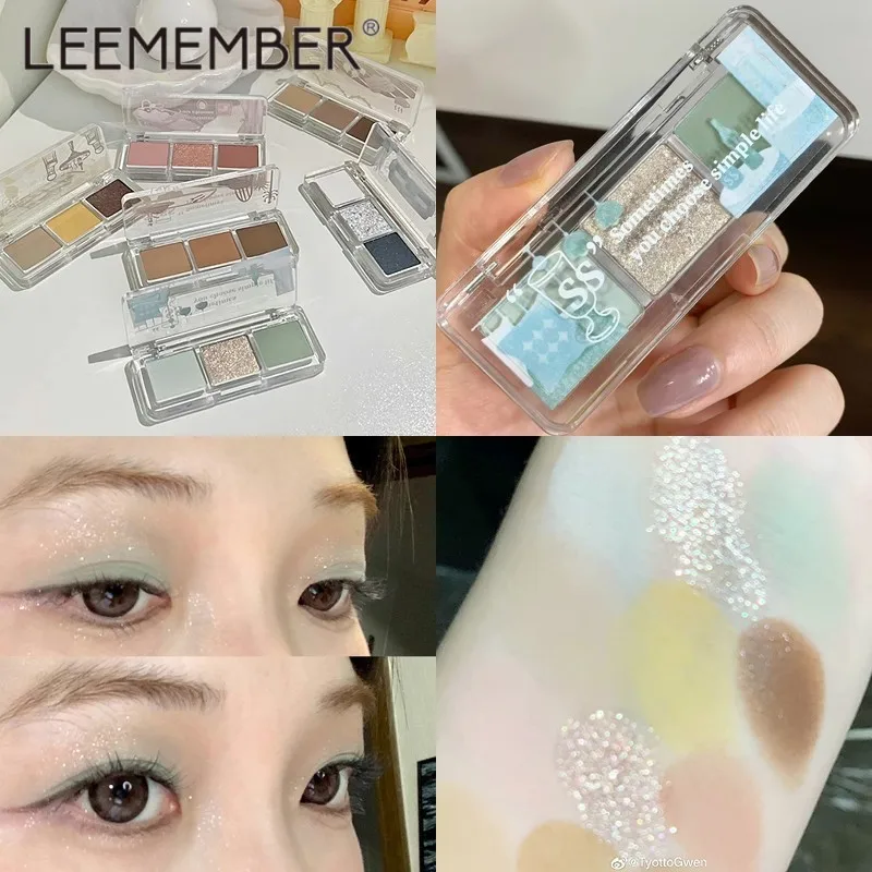 

LEEMEMBER Eyeshadow Palette 3 Colors Spring Summer Matte Glitter Shimmer 3 Effect Fresh Eye Shadow Makeup Cosmetic