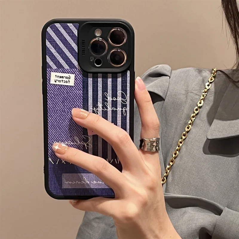 

Personalized Denim Stripes Splicing Phone Case for All Models of Phone Cases Apple Huawei OPPO Xiaomi Vivo Samsung Phone Case