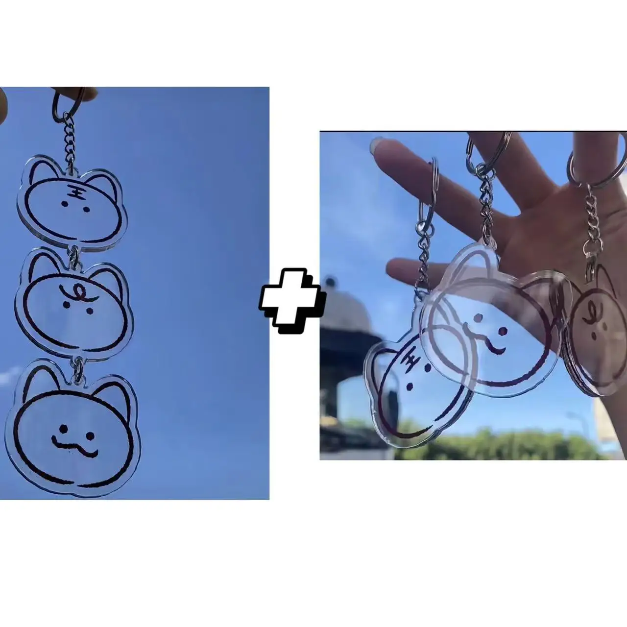 Брелок с аниме Love and Deepspace акриловый тремя кошками в ряд цепочка для ключей