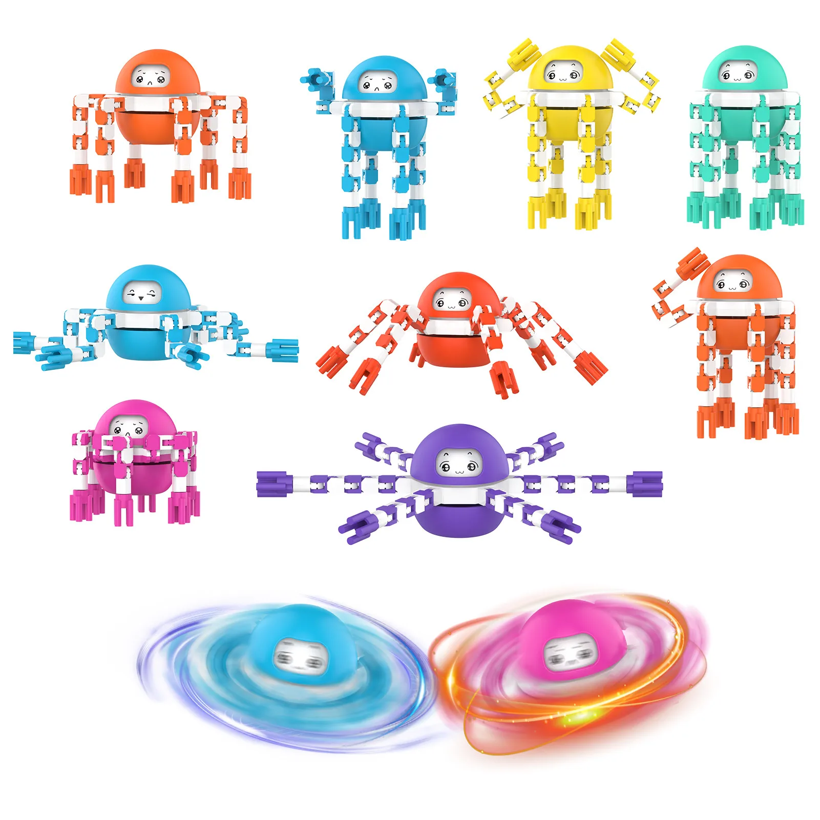 

Kids Wacky Tracks Face Changing Octopus Spinner Transform Chain Toy FidgetSpinner Autism Toys Spinning Autism Toys For Adhd