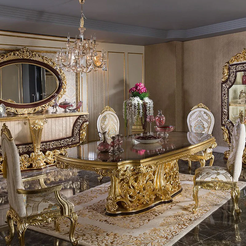 

Пользовательская европейская семья большая мебель и стул сочетание виллы из массива дерева роскошный обеденный стол мебель