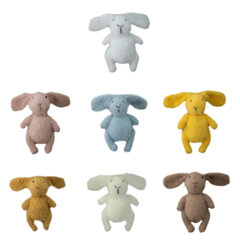 

Handmade Mohair Knit Bunny Newborn Stuffer Animal Photography Props