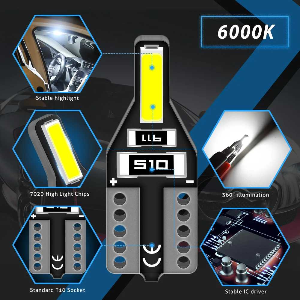 10x T10 W5W лампочка для интерьера автомобиля чтения Ford Focus 2 3 Fiesta Fusion Ranger Kuga S Max Mondeo MK4
